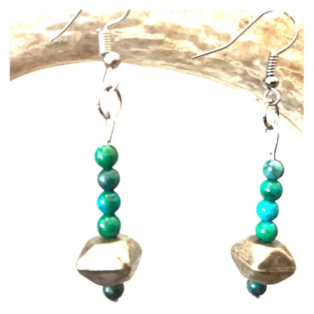 Jade glass bead earrings